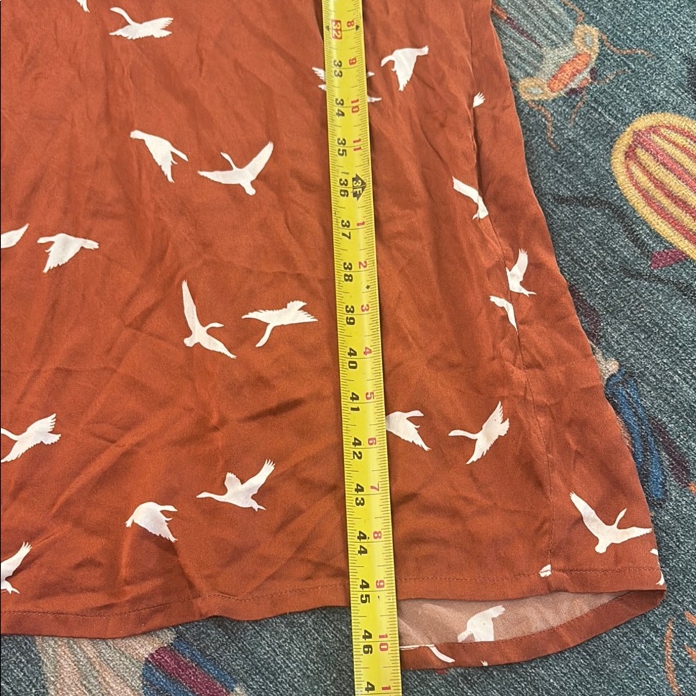 Elegant Silkinc Rust Brown Cheongsam Midi Dress with Bird Pattern 165 S - Picture 6 of 10